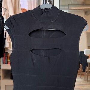 HERVE LEGER Icon Cut-out Stretch-woven Maxi Dress In Black